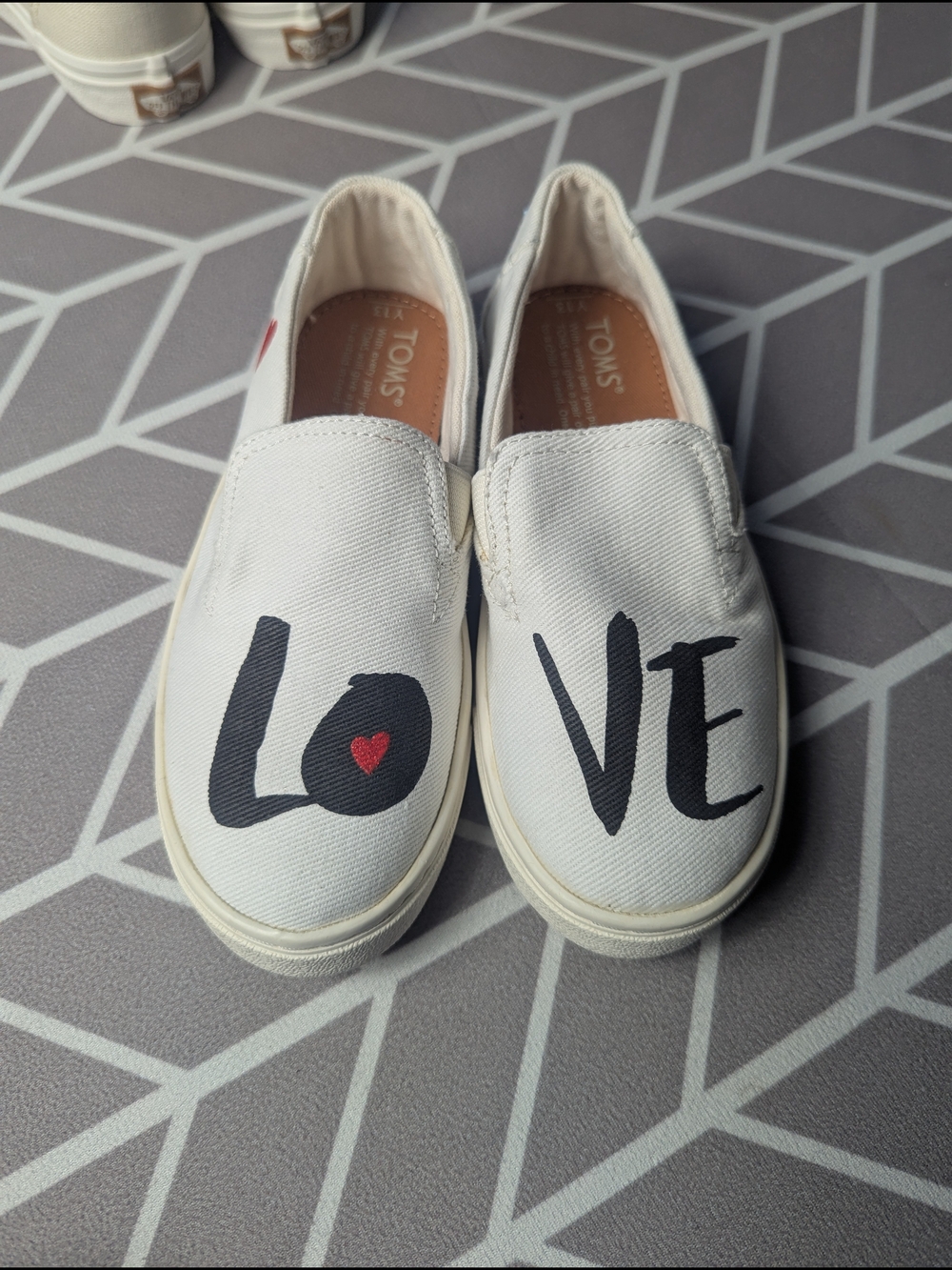 TOMS Kids White 'Love' Slip-On Shoes